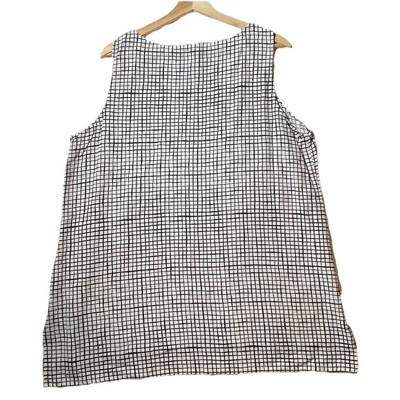 Eileen Fisher Grid Print Tank Top XL Sleeveless Black White - Picture 4 of 4